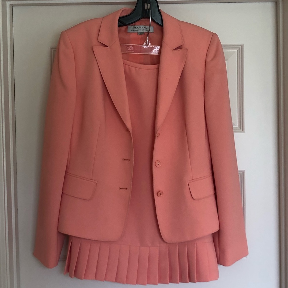 Tahari Peach Skirt Suit